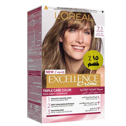 لوريال اكسيلنس صبغة خصم 15% - Loreal Excellence Color Discount 15% (48ml, اشقر رمادى 1-7)