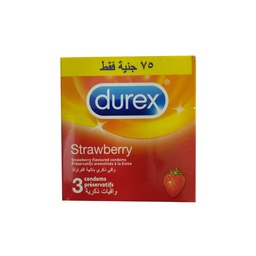 [5052197056235] ديوركس عازل فراولة - durex Condom Strawberry (75 Pounds Only, 3PC)