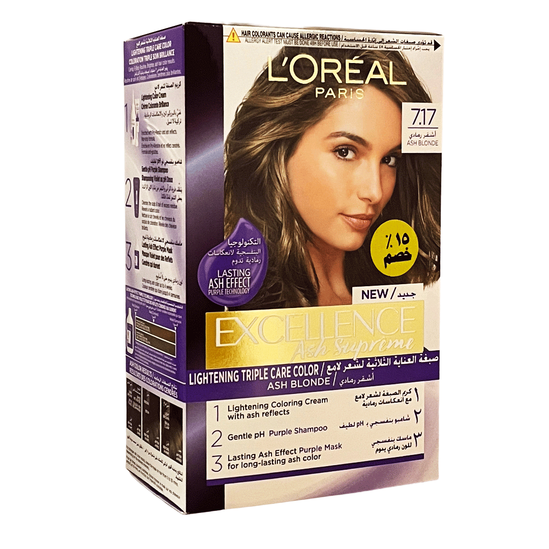لوريال صبغة اكسيلنس 17-7 اشقر رمادى - Loreal Color Excellence 7-17 Ash Blonde Offer 15% (اشقر رمادى 17-7)