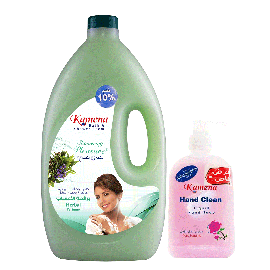 [6223000916452] كامينا شاور اعشاب + هاند ووش خصم 10% - Kamena Shower Herbal + Hand Wash Offer 10% (3.3L+250ml)