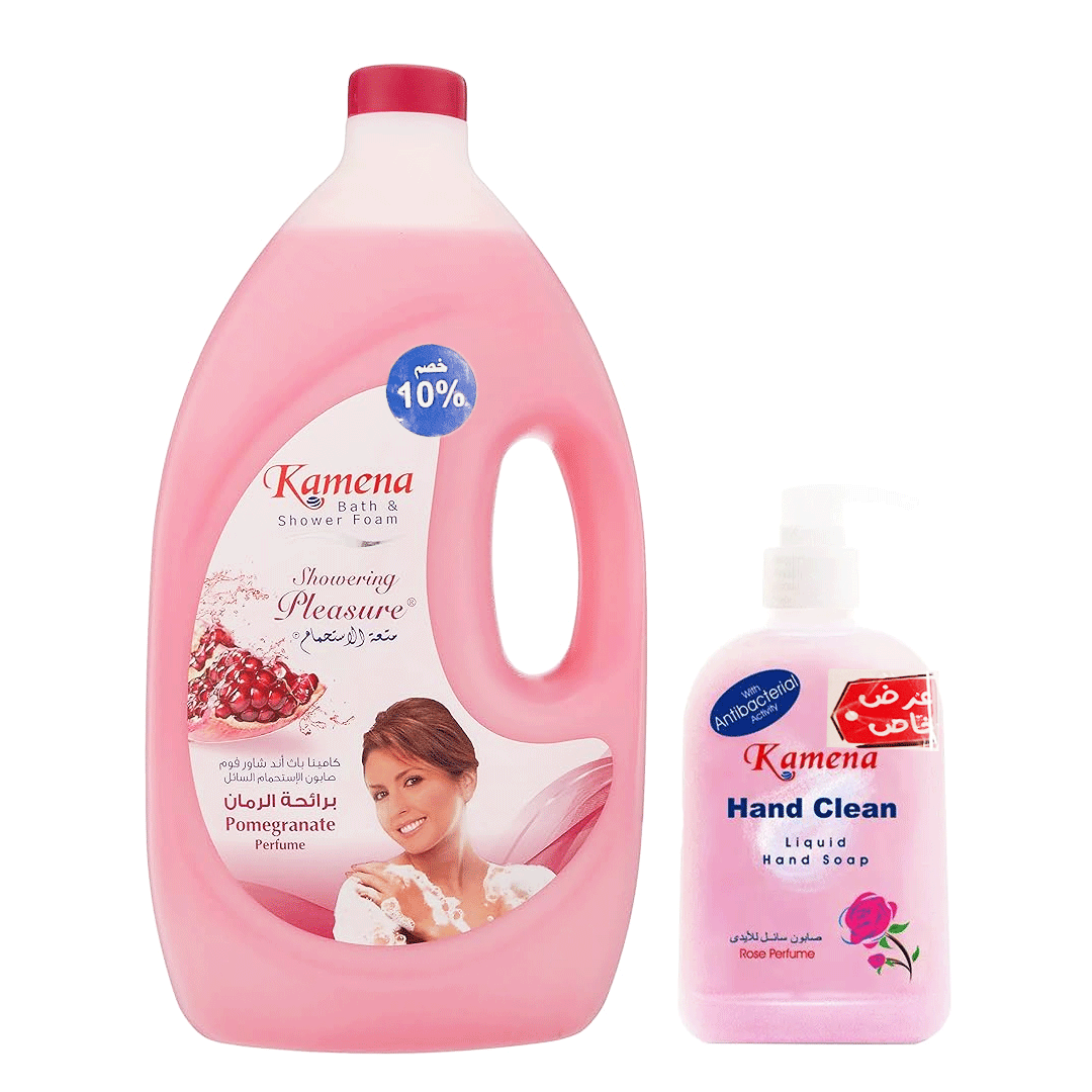 [6223000916452] كامينا شاور رمان + هاند ووش خصم 10% - Kamena Shower Pomegranate + Hand Wash Offer 10% (3.3L+250ml)