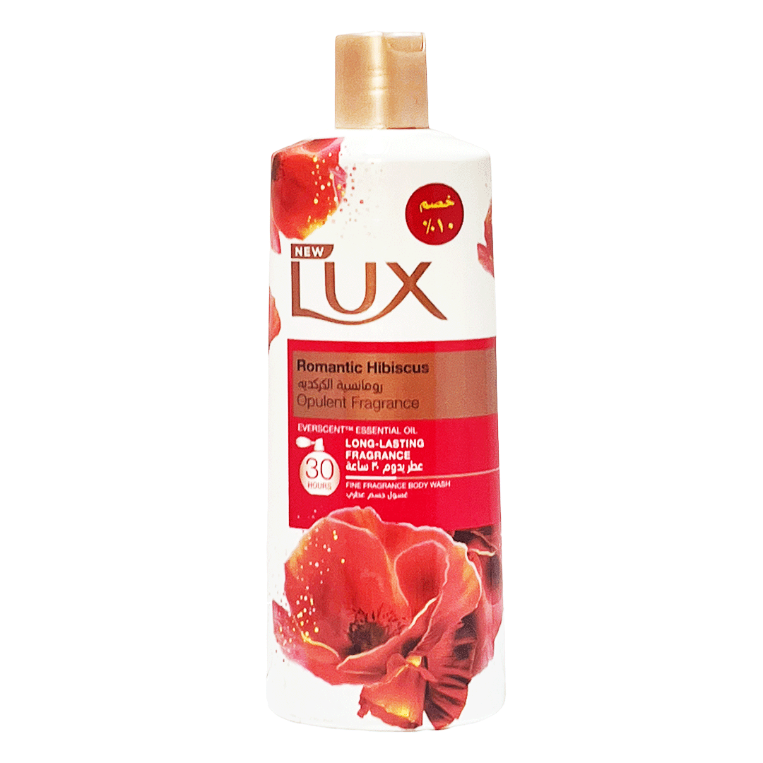 لوكس شاور رومانسية الكركدية خصم 10% - Lux Shower Romantic Hibiscus Offer 10% (500ml)