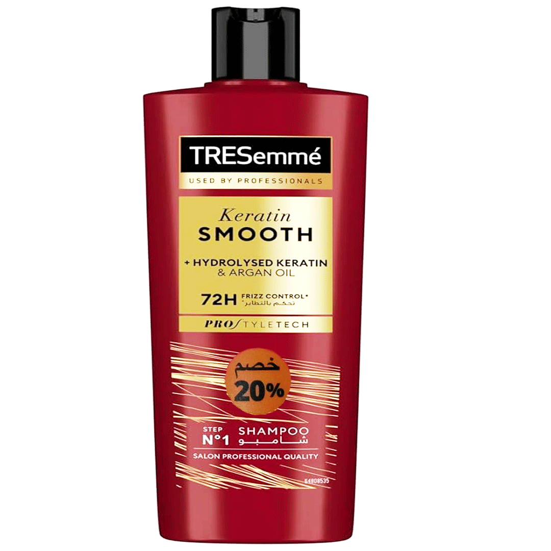 تريسمى شامبو نعومة كيراتين ارجان خصم 20% - TRESemme Shampoo Smooth Keratin Argan Oil 20% (600ml)