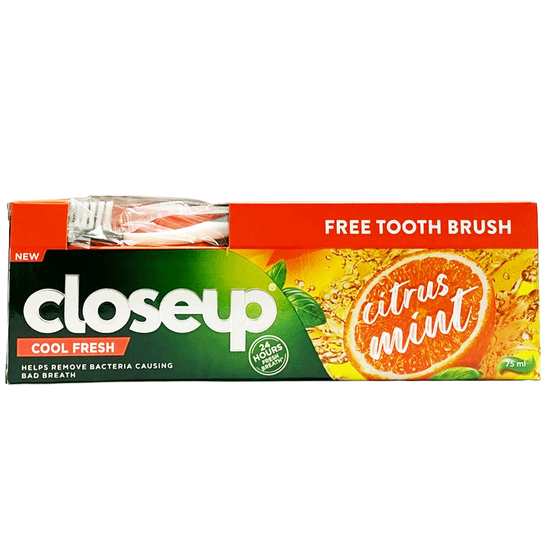 كلوس اب كلين فريش ليمون و نعناع + فرشاة اسنان - Closeup Clean Fresh Citrus Mint + Tooth Brush (75ml)