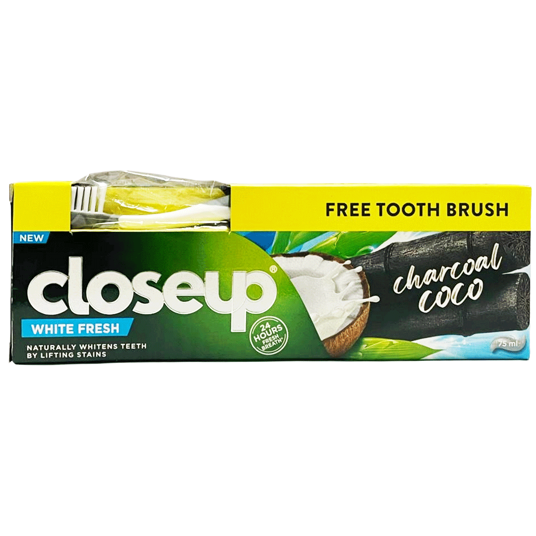 كلوس اب كلين فريش جوز الهند و الفحم + فرشاة اسنان - Closeup Clean Fresh Charcoal Coco + Tooth Brush (75ml)